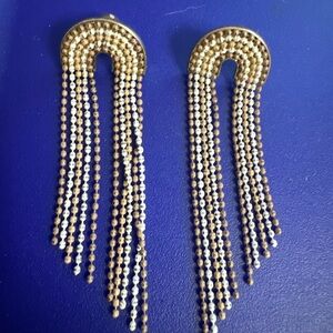 Gold and Silver Beaded Dangle Earrings